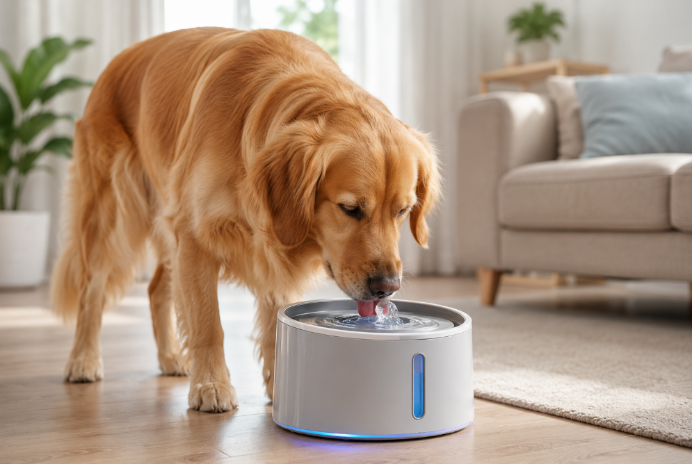 Fuente para mascotas proporcionando agua limpia en un hogar